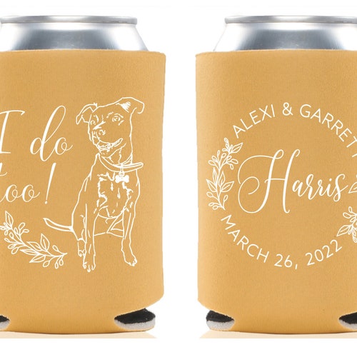 Custom Pet store Illustration - Wedding Can Cooler #192R - Botanical - Wedding Favors, Beverage Holder, Wedding Favor, Can Holder, Can Insulator