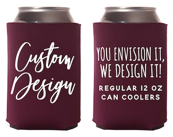 Custom Regular 12oz Wedding Can Cooler - Your Custom Design - Wedding Favors, Insulators, Beer Huggers, Wedding Favors, Party Can Coolers