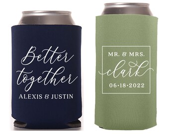 Wedding Cups Wedding Can Cooler /& Stadium Cup Package #174 Custom Cheers to The Mr and Mrs Wedding Favors Wedding Favor Package