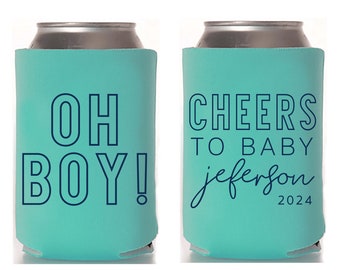 Oh Boy - Baby Shower Can Cooler #3 - Custom - Baby Shower Favors, Drink Holder, Party Favor, Beer Can Cooler, Can Holder, Baby Favors, Gifts