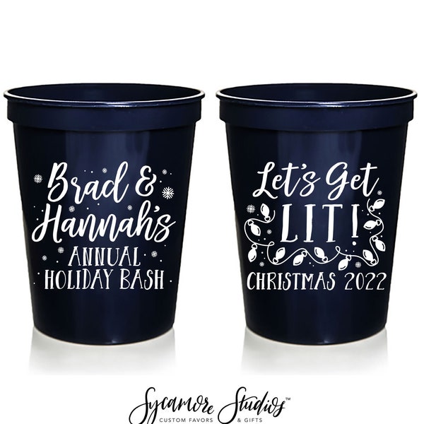 Let's Get Lit -  Holiday Stadium Cups #7 - Custom - Holiday Favors, Party Cups, Christmas Party Favors, Holiday Party, Holiday Favors