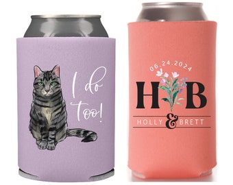 Wedding Regular & Slim Can Cooler Package #2FRS - Full Color - I Do Too - Pet Can Coolers, Wedding Favors, Beer Huggers, Can Holder, Favor