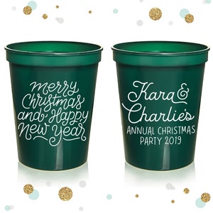 Merry Christmas - Family Party -  Holiday Stadium Cups #13 - Custom - Holiday Favors, Party Cups, Christmas Party Favors, Party Cups