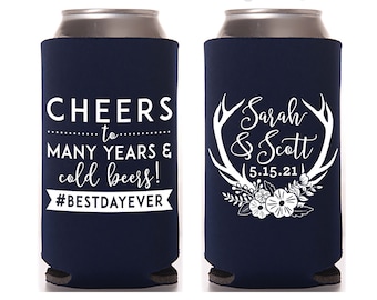 Slim 12oz Wedding Can Cooler #106S - Cheers to Many Years -Wedding Favors, Beverage Insulator, Beer Huggers, Wedding Favor, Gifts for Guests