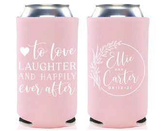 Slim 12oz Hochzeit Dosenkühler # 146S - To Love Laughter - Hochzeit Gastgeschenke, Getränke Isolatoren, Bier Huggers, Hochzeitsgeschenk, Party Favor