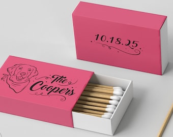 Verijdelde bruiloft luciferdoosjes #7 - aangepaste huisdier illustratie, bruiloft lucifers, luciferdoosje, bruiloft lucifer, luciferdoosje, kaars gunst, bruids cadeau