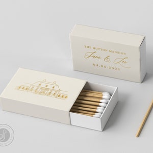 Foiled Wedding Matchboxes #3 - Custom Venue Wedding Matches, Matchbox, Wedding Match Favors, Match Boxes, Candle Matches, Bridal Favors