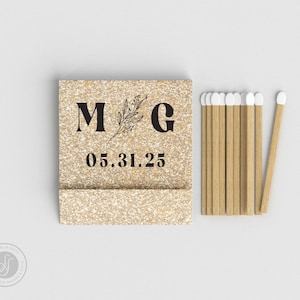 Custom Wedding Matchbooks – Foil Stamped Match Favors – Personalized Match Book – Elegant Guest Favors – Design #10