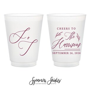 Cheers To Initials - 12oz or 16oz Frosted Unbreakable Plastic Cup #69 - Custom - Bridal Wedding Favors, Wedding Cups, Party Cup, Party Favor