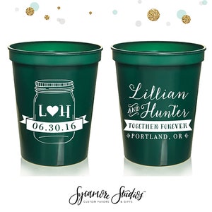 Mason Jar - Wedding Stadium Cups #6 - Custom - Bridal Wedding Favors, Wedding Cups, Party Cup, Custom Party Favors, Wedding Gifts For Guests