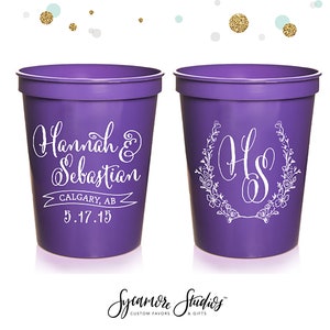 Monogram Crest - Wedding Stadium Cups #7 - Custom - Bridal Wedding Favors, Wedding Cups, Party Cups, Wedding Gifts For Guests