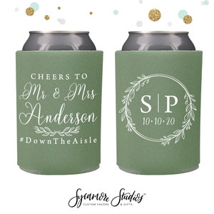 Wedding Can Cooler #142R - Cheers to The Mr and Mrs - Custom - Wedding Favors, Beverage Insulators, Beer Huggers, Wedding Favor, Beer Holder
