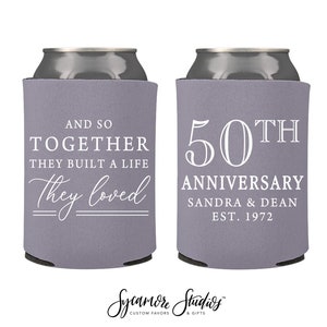 Anniversary Can Cooler #15R - Together They Built A Life They Loved - Custom - Party Favors, Beverage Coolers, Beer Hugger, Anniversary
