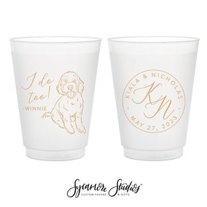 12oz or 16oz Frosted Unbreakable Plastic Cup #234 - Custom Pet Illustration - Cheers - Wedding Favors, Frosted Cups, Wedding Cups, Drink Cup