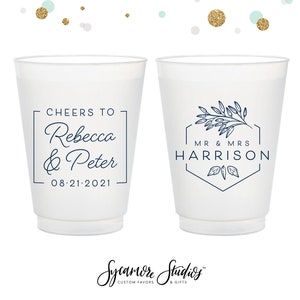 Cheers to The Mr and Mrs - 12oz or 16oz Frosted Unbreakable Plastic Cup #174 - Custom - Bridal Wedding Favor, Wedding Cup, Party Cups, Favor