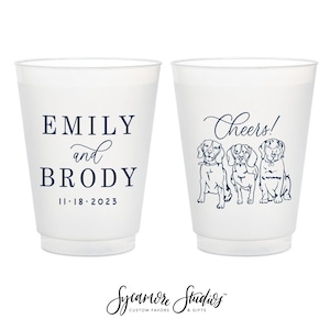 12oz or 16oz Frosted Unbreakable Plastic Cup #214 - Custom Pet Illustration - Cheers - Wedding Favors, Frosted Cups, Beer Cups, Wedding Cups