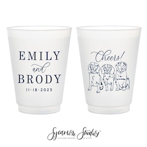 Tazza di plastica infrangibile smerigliata da 12 o 16 once n. 214 - Illustrazione personalizzata di un animale domestico - Cheers - Bomboniere per matrimoni, tazze smerigliate, tazze da birra, tazze per matrimoni