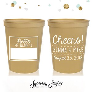 Cheers - Hello My Name Is - Writable - Wedding Stadium Cups #65 - Custom - Bridal Wedding Favors, Wedding Cups, Party Cup, Custom Favors