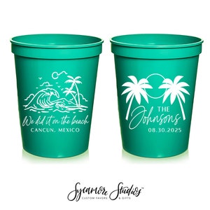 We Did It On The Beach - Wedding Stadium Cups #95 - Custom - Bridal Wedding Favors, Wedding Cups, Party Cup, Wedding Reception Gifts