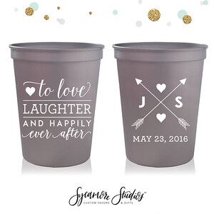 Heart and Arrows - Wedding Stadium Cups #34 - Custom - Bridal Wedding Favors, Wedding Cups, Party Cup, Wedding Reception Gifts For Guests
