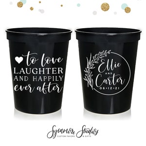 Wedding Cups #146 - Stadium - To Love Laughter - Custom - Bridal Wedding Favors, Wedding Cups, Party Cup, Wedding Favor, Party Cup, Decor