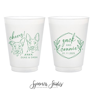 12oz or 16oz Frosted Unbreakable Plastic Cup #221 - Custom Pet Illustration - Cheers  - Wedding Favors, Frosted Cups, Wedding Cups, Beer Cup