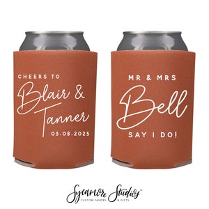 Wedding Can Cooler #162R - Cheers To - Custom -  Wedding Favors, Beverage Insulators, Beer Huggers, Wedding Favor, Beer Holder