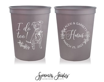 Custom Pet Illustration - Wedding Stadium Cups #192 - Botanical - Bridal Favors, Wedding Cups, Party Cup, Wedding Favor, Wedding Drink Cups
