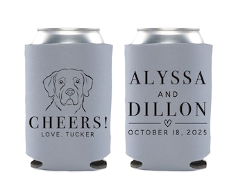 Cheers - Wedding Can Cooler #219R - Custom Pet Illustration - Wedding Favors, Beverage Holder, Wedding Favor, Can Holder, Can Insulator