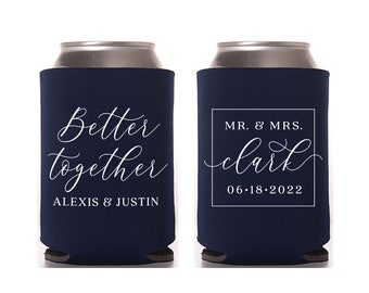 Wedding Can Cooler #186R - Better Together - Custom - Wedding Favors, Beverage Insulators, Wedding Favor, Beer Holder, Wedding Can Holders