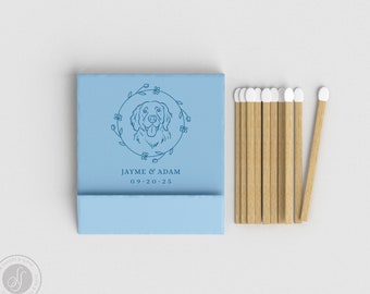 Foiled Wedding Matchbooks #21 - Custom Pet Illustration Wedding Matches, Match Book, Wedding Match Favors, Match Books, Wedding Matchbook