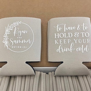 Wedding Can Cooler #145R - To Have and To Hold - Custom -  Wedding Favors, Beverage Insulators, Beer Huggers, Wedding Favor, Beer Holder