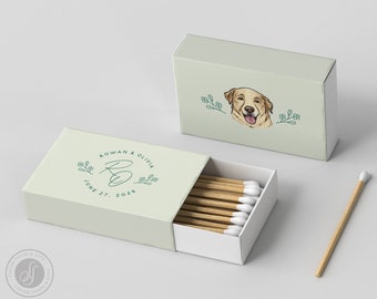 Wedding Matchboxes Full-Color #10 - Custom Pet Illustration, Matchbox, Wedding Match Favors, Match Boxes, Candle Matches, Bridal Favors