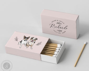 Wedding Matchboxes Full-Color #13 - Custom Pet Illustration, Matchbox, Wedding Match Favors, Match Boxes, Candle Matches, Bridal Favors