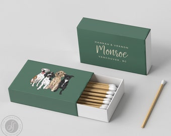 Wedding Matchboxes Full-Color #8 - Custom Pet Illustration, Matchbox, Wedding Match Favors, Match Boxes, Candle Matches, Bridal Favors