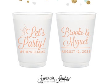 Let's Party - 12oz or 16oz Frosted Unbreakable Plastic Cup #150 - Custom - Wedding Drink Cups, Wedding Cups, Party Cup, Wedding Favor