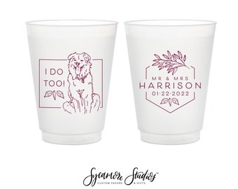 Benutzerdefinierte Haustier Illustration - Mr and Mrs - 12oz oder 16oz gefrosteter unzerbrechlicher Plastikbecher #188 - Individuell - Hochzeitsgeschenke, Hochzeitstasse, Partybecher