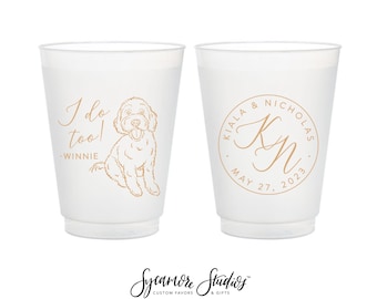 12oz or 16oz Frosted Unbreakable Plastic Cup #234 - Custom Pet Illustration - Cheers - Wedding Favors, Frosted Cups, Wedding Cups, Drink Cup