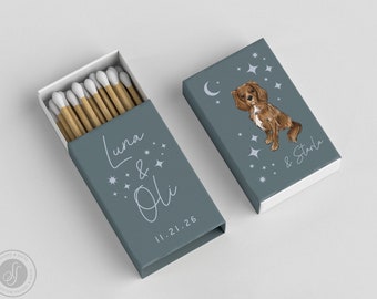 Wedding Matchboxes Full-Color #12 - Custom Pet Illustration, Matchbox, Wedding Match Favors, Match Boxes, Candle Matches, Bridal Favors