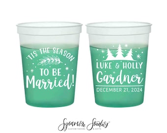 Wedding Color-Changing Mood Stadium Cups #178 - 16oz - Tis The Season - Party Cup, Wedding Favor, Color Change Cups, Wedding Mood Cups