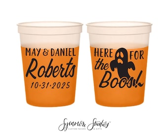 Wedding Color-Changing Mood Stadium Cups #177 - 16oz - Here for The Boos - Party Cup, Wedding Favor, Color Change Cups, Wedding Mood Cups