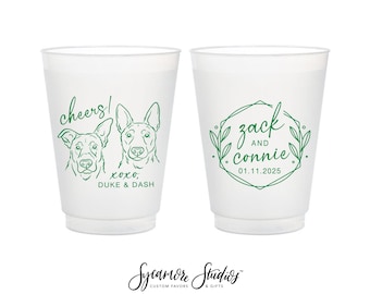 12oz or 16oz Frosted Unbreakable Plastic Cup #221 - Custom Pet Illustration  - Cheers - Wedding Favors, Frosted Cups, Wedding Cups, Beer Cup - Etsy
