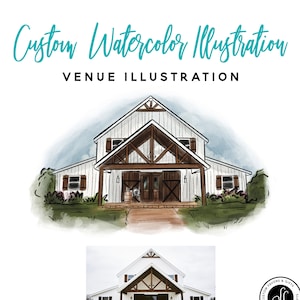 Aangepaste aquarel locatie-illustratie! Tekening locatie trouwlocatie, illustratie feestlocatie, tekening locatie trouwlocatie