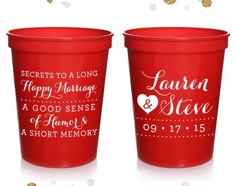 A Happy Marriage - Wedding Stadium Cups #11 - Custom - Bridal Wedding Favors, Wedding Cups, Party Cups