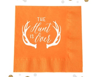 The Hunt is Over - Napkin #4 - Wedding Decor, Bridal Shower, Birthday, Baby Shower Napkins, Wedding Favor, Wedding Napkins, Wedding Favors