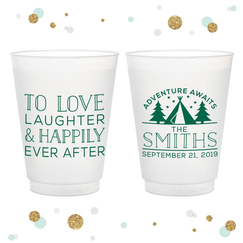 Bridal Wedding Favors Party Cups Adventure Awaits 16oz Frosted Unbreakable Plastic Cup #97 Custom Wedding Cups