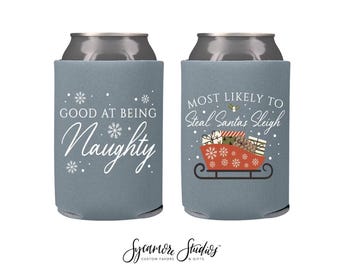 Custom Neoprene Single Can Cooler #20SG - Most Likely To - Full Color - Christmas Can Cooler, Holiday Gift, Beer Hugger, Holiday Beer Holder