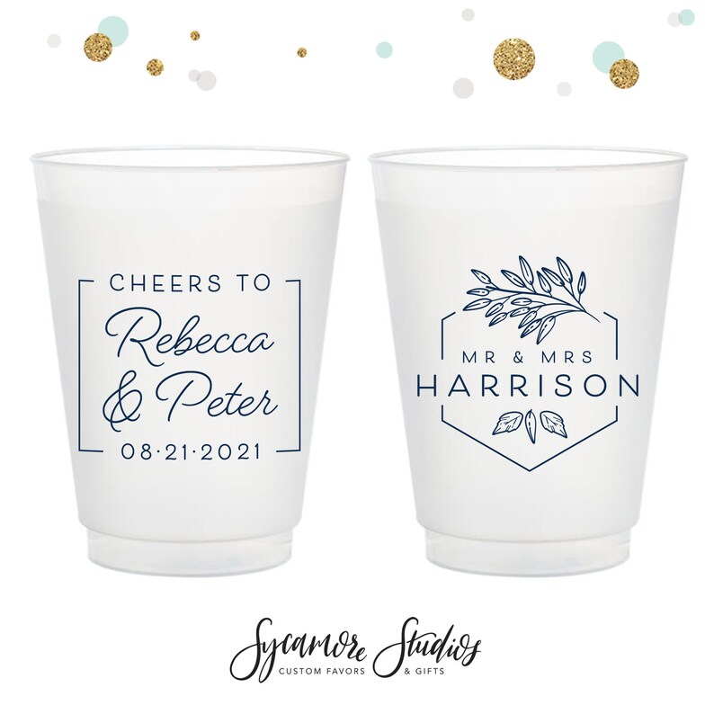 Cheers to The Mr and Mrs - 12oz or 16oz Frosted Unbreakable Plastic Cup #174 - Custom - Bridal Wedding Favor, Wedding Cup, Party Cups, Favor 