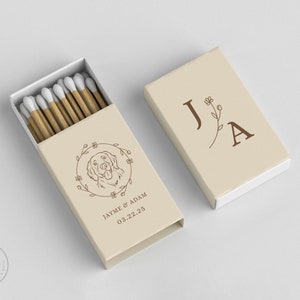 Foiled Wedding Matchboxes #21 - Custom Pet Illustration, Wedding Matches, Matchbox, Wedding Match Favor, Matches, Candle Favor, Bridal Gift