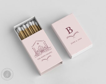 Foiled Wedding Matchboxes #20 - Custom Venue Wedding Matches, Matchbox, Wedding Match Favors, Match Boxes, Candle Matches, Bridal Favors